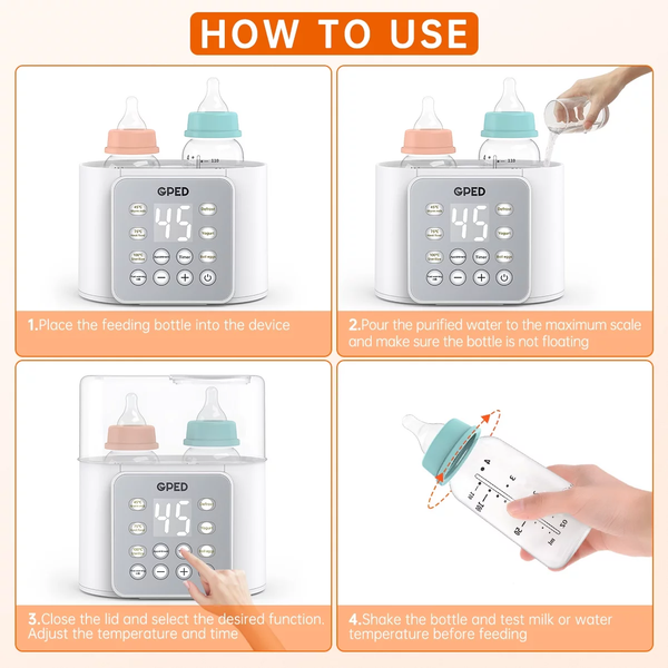Baby Bottle Warmer, 9-In-1 Fast Baby Food Heater & Defrost, Double Bottle Warmer with Appointment &Timer, Bpa-Free, Accurate Temperature Control for Breastmilk & Formula, LCD Display