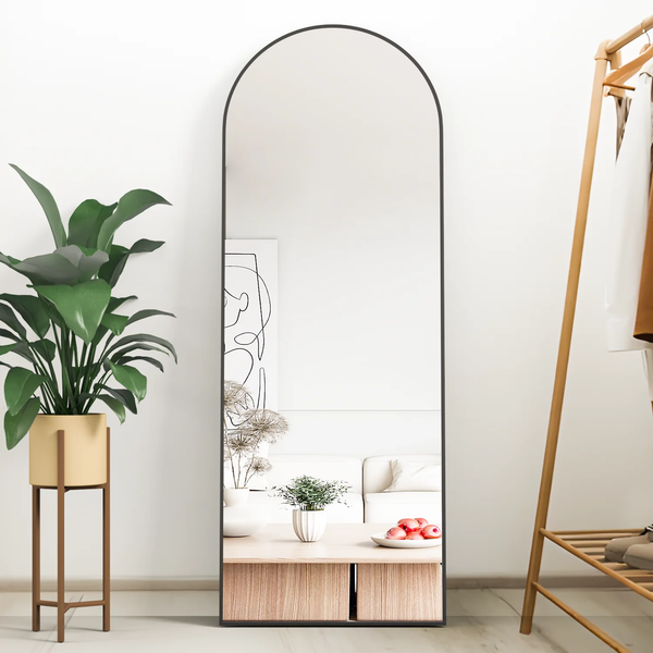 Full Length Mirror Arched Mirror, Floor Mirror with Stand, 64