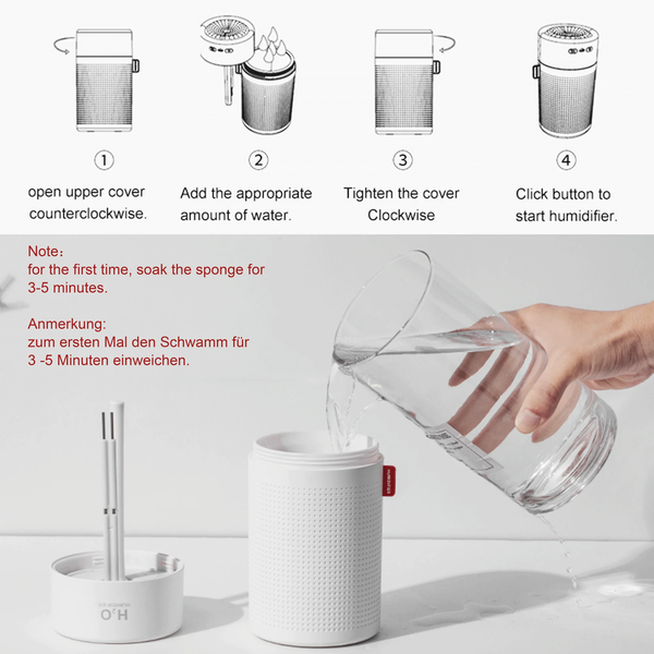 750Ml Cool Mist Ultrasonic Humidifier for Large Room, 7 Color LED Light