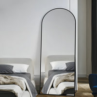 Full Length Mirror Arched Mirror, Floor Mirror with Stand, 64" X 21" Full Body Mirror Black Arch Standing Mirror Large Bedroom Mirror