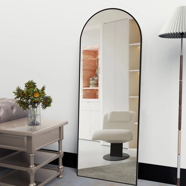 Full Length Mirror Arched Mirror, Floor Mirror with Stand, 64